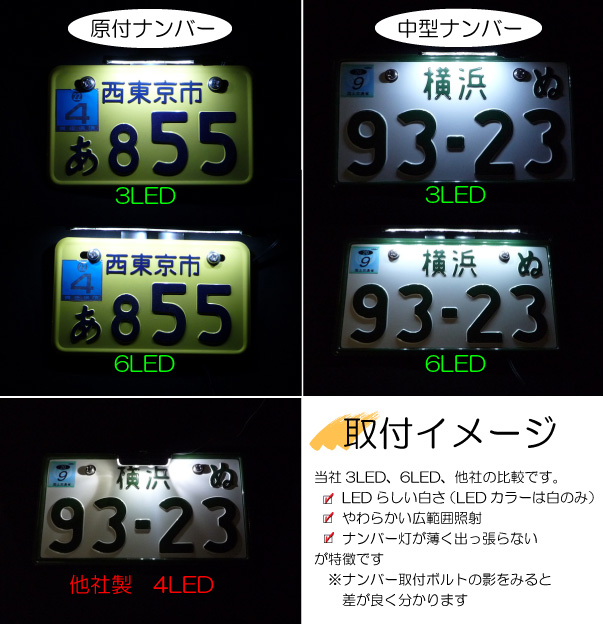 ☆AMC☆ 3連LEDライセンスランプ,ナンバー灯,ショート